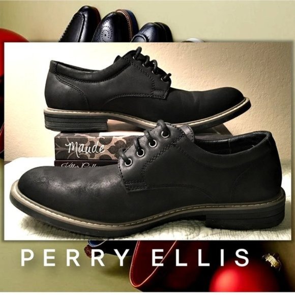 𝗣𝗘𝗥𝗥𝗬 𝗘𝗟𝗟𝗜𝗦 𝗣𝗢𝗥𝗧𝗙𝗢𝗟𝗜𝗢 Ultrafoam Lace-Up Black Oxfords - Picture 1 of 8